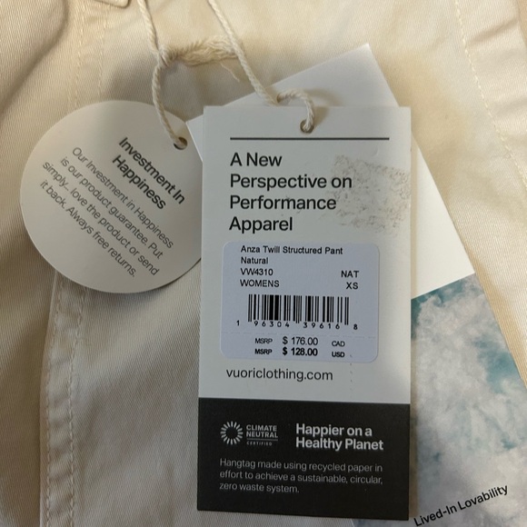 NWT Vuori Anza twill straight leg pant - Picture 3 of 6